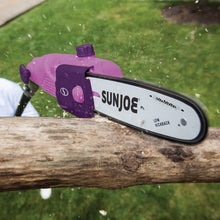 Load image into Gallery viewer, Sun Joe SWJ803E-PRP Electric Multi-Angle Pole Chain Saw | 10 inch | 8.0 Amp (Purple)