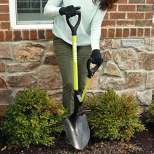 Load image into Gallery viewer, Sun Joe SJ-SHLV06-SJG Shovelution Strain Reducing Utility Digging Shovel w/Spring Assist Handle | 44 in | Round Point | D-Handle