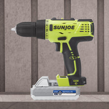 Load image into Gallery viewer, Sun Joe 24V-DD-LTE-SJG 24-Volt iON+ Cordless Drill Driver Kit | W/ 2.0-Ah Battery and Charger