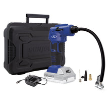 Load image into Gallery viewer, Sun Joe AIRJ24C-SJB Portable Digital Cordless Air Compressor with Nozzle Adapters and Case | 24-Volt | 2.0-Ah (Blue)