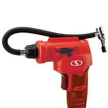 Load image into Gallery viewer, Sun Joe 24V-AJC-LTW-RED 24-Volt iON+ Cordless Portable Air Comporessor Kit | W/ 1.3-Ah Battery, Charger, Storage Bag, and Nozzle Adapters (Red)
