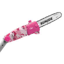 Load image into Gallery viewer, Sun Joe SWJ803E-PCM-RM Electric Multi-Angle Pole Chain Saw | 10 inch | 8.0 Amp | Pink Camo (Certified Refurbished)
