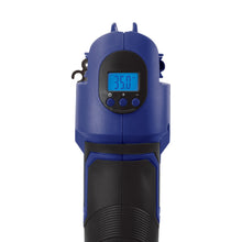 Load image into Gallery viewer, Sun Joe 24V-AJC-LTE-SJB-RM 24-Volt iON+ Cordless Portable Air Compressor Kit with Nozzle Adapters, Automatic Digital Pressure Gauge, Built-in LED Light &amp; Case, and 2.0-Ah Battery and Charger (Blue) (Certified Refurbished)
