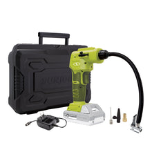 Load image into Gallery viewer, Sun Joe AIRJ24C-SJG Portable Digital Cordless Air Compressor with Nozzle Adapters and Case | 24-Volt | 2.0-Ah (Sun Joe Green)

